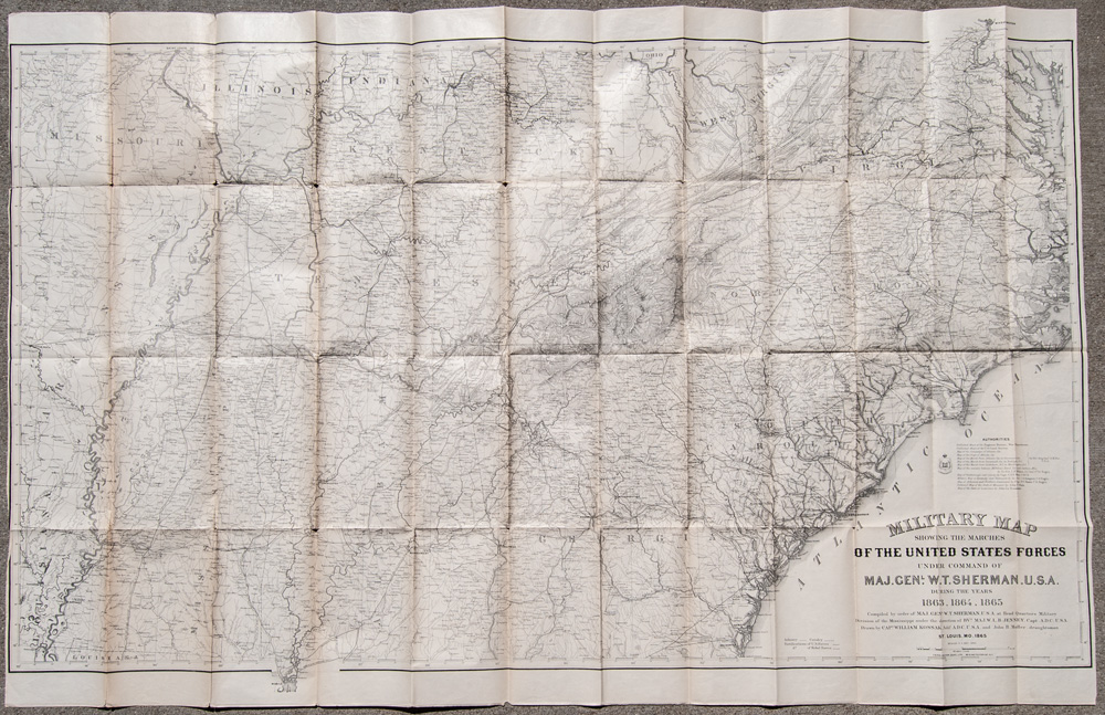 Military Map showing the Marches of the U.S. Forces under command of General W.T. Sherman, U.S.A.
During the years 1863, 1864, 1865